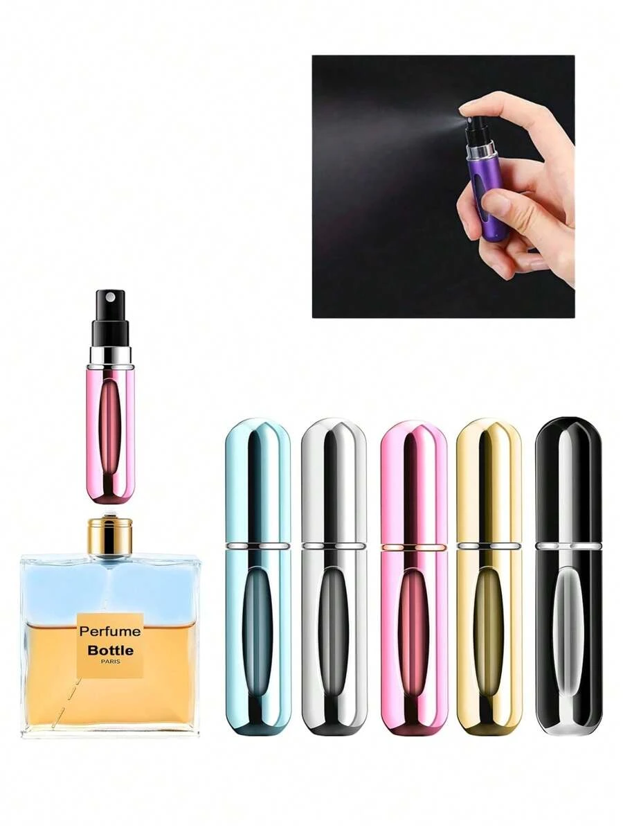 1 pieza Atomizador de perfume portátil y recargable, sin necesidad de embudo o cuentagotas. A prueba de fugas, sin atascos y sin olor. Adecuado para almacenar perfume, tónico, desmaquillante, etc. Diseño compacto perfecto para mujeres con vida activa