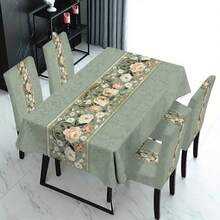 1/4/5/6/7pcs Fashionable Simple European And American Style Printed Chair Covers / Chair Cover Set, Suitable For Indoor Home Restaurant, Hotel Modern Daily Decoration. Tablecloth Suitable For Square Tables, Elastic Chair Covers Can Be Washed - ZYT-003 - View 13