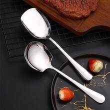 Bộ 1/2 muỗng múc thức ăn bằng thép không gỉ, muỗng xới cơm cỡ lớn, xẻng cán dài hình vuông, dụng cụ nhà bếp, màu bạc/vàng. - Nhiều màu - Xem 8