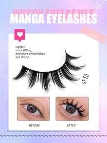 Asiteo 5 Cặp Lông Mi Manga Nhọn Toàn Dải Ấn Tượng Với Hiệu Ứng Mắt To Lông Mi Anime, Có Thể Tái Sử Dụng Cho Người Mới Bắt Đầu, Kiểu Mắt Búp Bê, Thích Hợp Cho Cosplay, Tiệc Tùng, Halloween - Lông mi Manga nhọn - Xem 4