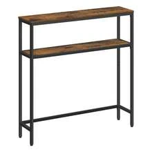 Console pour Couloir, Table de Salon Fine à 2 Niveaux, 20 x 80 x 80 cm/20 x 100 x 80 cm/20 x 120 x 80 cm, Table d'Appoint avec 2 Étagères, pour Salon, Chambre, Marron Rustique et Noir d'encre - Tabac - Voir 2