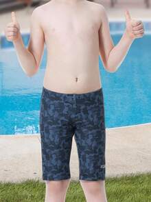 Boys-Swim-Jammers Youth-Athletic Swimming-Shorts Quick-Dry - With Drawstring Soft Swimsuits UPF 50+ Halloween Christmas New Year - 藍色 - 查看 8