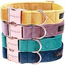 Local Delivery-ARING PET Velvet Dog Collar And Leash Set, Soft Purple Dog Collar And Leash, Adjustable Collars For Dogs - Navy Blue - View 5