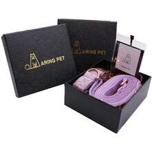 Local Delivery-ARING PET Velvet Dog Collar And Leash Set, Soft Purple Dog Collar And Leash, Adjustable Collars For Dogs - 淺紫色 - 查看 6