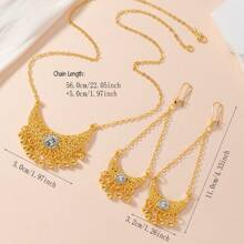 Set di collana e orecchini in stile bohémien da vacanza, con perle di pietra lunare a forma di mezzaluna e nappe, adatto per le donne