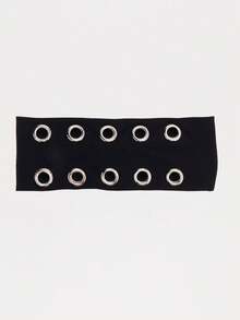 Women Bandana 1pc Sweat-Absorbent Sports Headband, Metal Hoop Knitted Elastic - Black - View 3