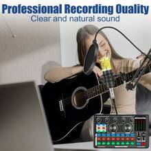 Live Sound Card And Audio Interface With DJ Mixer Effect And Speech Converter, Stereo Mixer, Suitable For Live Streaming, Recording Studio, And Gaming