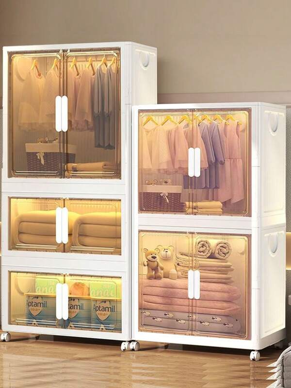 5/4/3/2/1 Layer Kids Wardrobe Storage Cabinet, Foldable, Large Capacity, Multipurpose Bedroom Children Clothes Closet
