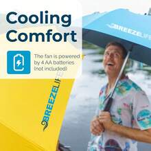 Original Mister Breeze Sun Umbrella With Fan And Mister Umbrella Mister With Builtin Fan For Festivals Beach And More. Yellow - Yellow - View 8