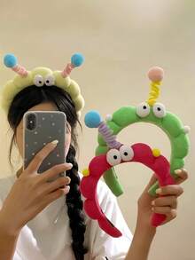 1pc Funny Cartoon Twist Headband, Autumn/Winter Headpiece, Hair Band, Energetic Girl Cute Big Eyes, Women's Cartoon Facial Mask Headband, Women Hair Accessories. Face Mask Headband, Women's Accessories, Hair Decorations, Perfect Gift For Female Friends, Matching Outfits. ,Hair Hoop Hairband For Women Head Accessories - Multicolor - View 4