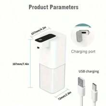 RAF [Dispenser Automático de Sabão Sem Toque de 400ml] 1 peça Dispenser Automático de Sabão, Sensor Sem Toque Dispenser de Sabão em Espuma de 400ml/14oz, Recarregável por USB, Dispenser Automático de Espuma de Sabão Líquido Sem Toque para Banheiro e Cozinha