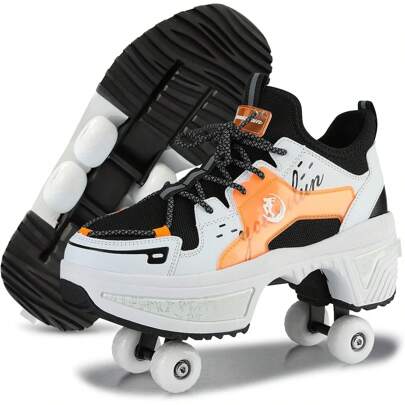 Yousulun Roller Skate Shoes For Men, 2-In-1 Roller Skates For Beginner, Multi-Functional Deformation Roller Shoes With 4 Retractable Wheels, Funny Sho