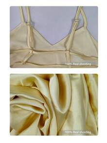 Women's Summer Fashion Satin Sleeveless Sexy Dress - Yellow - View 7
