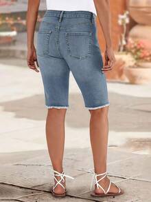 Spring/Summer Alert: Double Button Denim Skirts For Young Fashionistas! - Navy Blue - View 6