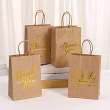 4/12/20 Stücke Geschenktüten aus Kraftpapier mit Goldfolie-Aufdruck "Danke" und Henkeln - für Hochzeit, Einkaufen, Geburtstagsfeiern, Veranstaltungen