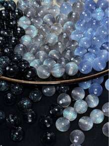 New 50 Magic Star Space Fine Flash Resin Beads 10mm Round Stone Beads Crystal Loose Beads Smooth Interval Bead Bracelet Bead Jewelry Making DIY Friendship Bracelet Necklace Earrings Crafts