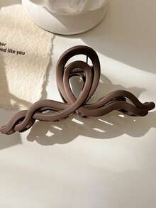 FRIFUL 4pcs/1pc Women 5.12in/13cm White, Black, Khaki, Brown Extra Large Wavy Plastic Hair Clips, Fashion Versatile High-End Elegant Minimalist Plain Color Hair Claws, Suitable For Daily, Casual, Party, Commute, Beach, Hairstyle, Face Washing, Makeup, Coordinate Outfit, Hair Accessory Fashion Hair Accessories Beauty Claw Clips Fall Winter For Vacation Outfits Woman Summer Outfits - Multicolor - View 5