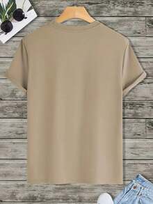Men's Eagle T-Shirt Short Sleeve Premium Line 100% Cotton Lowest Price In BRAZIL - Khaki - View 2