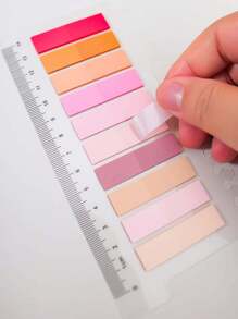 6pcs PET Index Tabs (200 Sheets Per Book, Total 1200 Sheets), Ruler Sticky Notes, Categorization Highlighter Memo Notes, Strong Adhesive Reusable Transparent Ruler Stickers School Supplies, Back To School