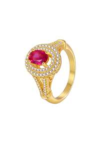 Charm-In 18 Karat vergoldeter Messing luxuriöser, vielseitig einsetzbarer Damenring mit Multi-Zirkonia, Valentinstags-Geschenk