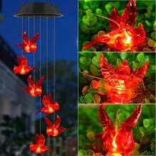 1/2/4pcs Solar Powered Wind Chimes, Outdoor Garden Yard Decor, Cardinal Bird, Home Party Night Garden Decoration Valentines Day Gifts - Solar Red Bird Wind Chime Light - View 2