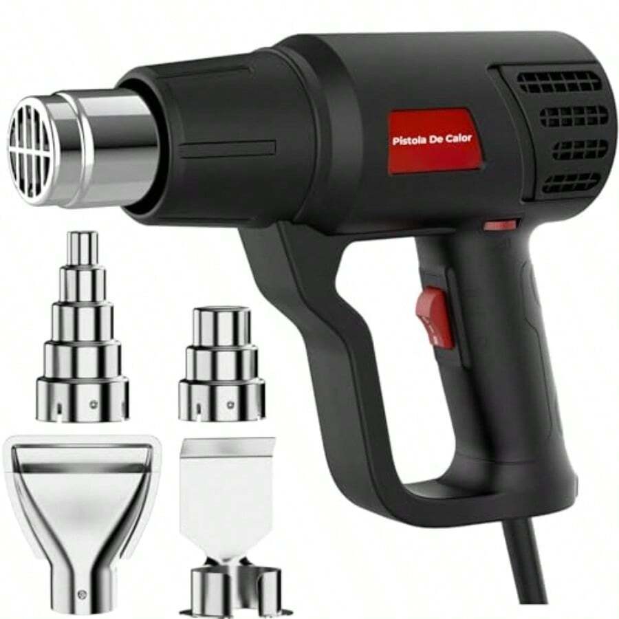SNORF Pistola De Calor 2000W Heat Gun 50℃~600℃ 2 configuraciones de velocidad 4 accesorios para manualidades envoltura retractil reparacion de electronica automocion - como en la foto - Ver 1