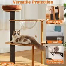 Couch Protector From Cat Claws - 78.7" X 15.8" Trimmable Self-Adhesive Cats Claws Scratch Pads, Cat DIY Climbing Cats Scratch Mat Tree Replacement Indoor (Dark Gray) - 棕色 - 查看 6