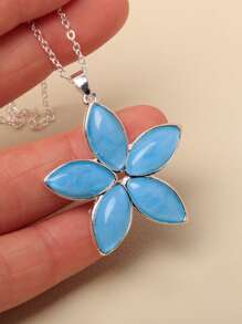 1 pièce Collier pendentif floral bleu clair, 3 options de couleurs