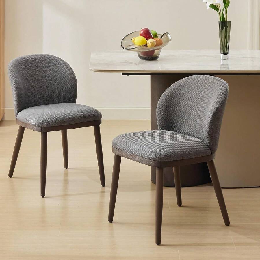 strundghti Dining Chair Set Of 2/4/6,Modern Upholstered Kitchen Chairs With Ergonomic Back Support,265lbs Capacity Dining Room Chairs With Wood Legs For Kitchen Dining Room Restaurant - 灰色-2件 - 查看 1