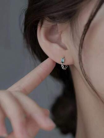 1 Pair Elegant Geometric Cube Mint Color Statement Earrings