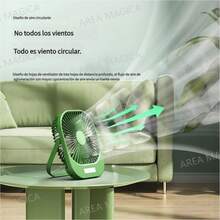 6 Ventilador de escritorio pequeño de pared para cocina y dormitorio, de tres velocidades, de alta velocidad y larga duración. - Blanco - Ver 6