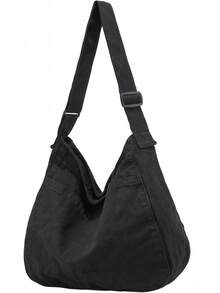 Bolsa de lona informal para mujeres y hombres, bolso mensajero tipo hobo para viaje y trabajo - 1-gris claro - Ver 8