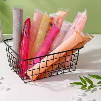 "50/100pcs -Count Resealable Ice Cream Bags - Freezer-Friendly DIY Molds For Puree, Fruit Ice, Lollipops & Party Treats, Transparent Disposable Storage Bags For Kitchen/Juice/Cold Snacks"