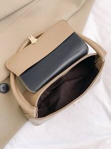 高级简约纯色女士单肩包、翻盖斜挎包、法棍包、手提包、腋下包、方形包、1 个 PU 皮革纹理钱包、时尚多功能、优雅性感、适合手持、单肩、工作、商务、通勤、户外、旅行