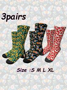 Juego de 3 pares de calcetines deportivos estampados - Calcetines deportivos tipo tripulación unisex para correr, yoga, baloncesto, calcetines de gimnasio transpirables y elásticos con soporte de arco y agarre antideslizante, juego de calcetines de entrenamiento coloridos con diseños de arte abstracto y patrones geométricos para hombres, mujeres y adolescentes.