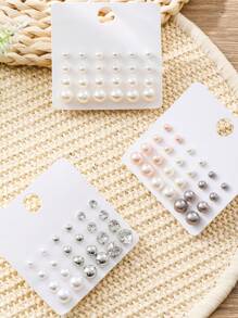 TopHanqi 72/36/12/6 Pairs Minimalist Elegant Faux Pearl Stud Earrings, Suitable For Women's Daily Wear, Commuting, Gathering, Dating, Gift, All Season