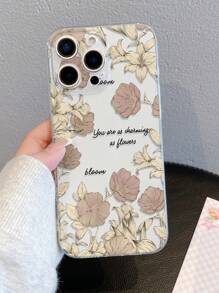 1pc Floral Print Transparent Soft TPU Phone Case, Anti-Fall Anti-Scratch Anti-Fingerprint, Camera Lens Protection, Compatible With Apple, Nothing, Pixel, INFINIX, Redmi