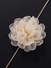 1pc Retro 3D Flower Choker Fabric Floral Tie Necklace, Minimalist French Flower Necklace