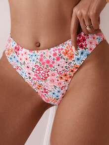 Swim Mod 2026 Spring/Summer Women's Halter Ditsy Floral Backless Sexy Vacation Side Bikini Swimsuit 2-Piece Set - Multicolor - View 3