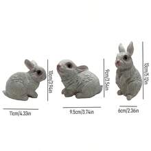 3pcs/Set Resin Lifelike Craft Rabbit Easter Decor Statue Set For Garden Decor