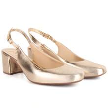 Women's Pumps Medium Thick Heel Patent Leather Formal Work Party Casual Classic Fashion 2025 - 金色 - 查看 2