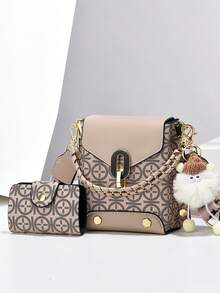 Mini Mobile Phone Bags Set - Fashion Print Shoulder And Crossbody Bags - Pink - View 5