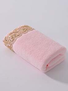 1pc/2pcs Romantic Heart Lace Coral Fleece Decorative Towel (Light & Thin), Super Soft Absorbent Skin-Friendly Quick-Drying Hand Towel, Home Decor, Outdoor Pool Towel, Adult Couples Bathroom Face Towel, Bath Towel 70*140cm, Face Towel 34*75cm - Baby Pink - View 12