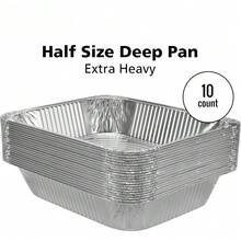 Aluminum Pans Half Size, 9X13, Extra Heavy Duty Disposable Foil Pans For Baking (10 Pack) Roasting & Chafing, Deep Tin Foil Bakeware, Steam Table Tray, Cookware, Food Prepping, Cake & Oven Pan - Bạc - Xem 3