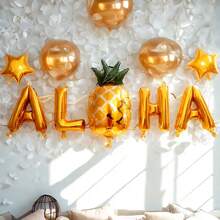1 Set Hawaii Aloha Ballon Wand Dekorations Set Geburtstag Hochzeit Strand Party Anordnung Tropisches "ALOHA" Ballon Kombination Wasserfest langanhaltend Festival Dekorative Windbälle
