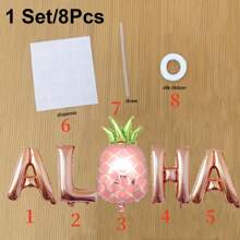 1 Set Hawaii Aloha Ballon Wand Dekorations Set Geburtstag Hochzeit Strand Party Anordnung Tropisches "ALOHA" Ballon Kombination Wasserfest langanhaltend Festival Dekorative Windbälle