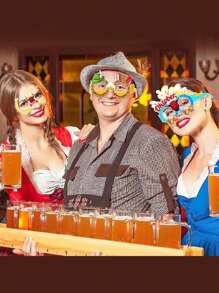 8pcs Hawaiian Luau Party Glasses Hawaiian Fun Glasses Paper Glasses Frames Oktoberfest Party Cocktail Party Makeup Glasses Decoration, Tropical Masquerade Costume Props, Munich Oktoberfest Photo Props, Paper Glasses Photo Booth Decoration Suitable For Summer Parties, Beach Theme Occasions, Party Gifts