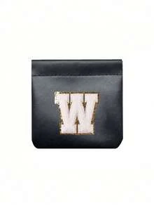 Sac de rangement en PU blanc brodé avec initiales et bande élastique, sac de rangement automatique, sac cosmétique, porte-clés, rangement pour rouge à lèvres, rangement pour câble de données, sac de voyage pour ranger les articles, cadeau pour la famille et les amis, petit sac de rangement, sac cadeau pour réunion annuelle, sacs essentiels de voyage, vacances d'été, rentrée scolaire, sac pour l'école, sac de voyage pour femmes, sac de maquillage de voyage - Noir - Voir 15