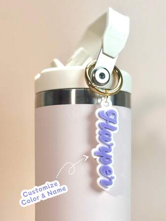 1 Pieza de placa identificativa personalizada con efecto de hielo, colgante de nombre para botella de agua de acrílico, placa identificativa con pajita basculante, regalo personalizado, regalo para el Día del Padre, regalo para el Día de la Madre, regalo de cumpleaños para mamá, hijo, hija, novia y novio, ampliamente utilizado, decorativo, reutilizable
