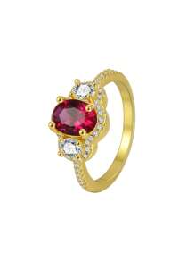 Charm-In 18 Karat vergoldeter Messing luxuriöser, vielseitig einsetzbarer Damenring mit Multi-Zirkonia, Valentinstags-Geschenk